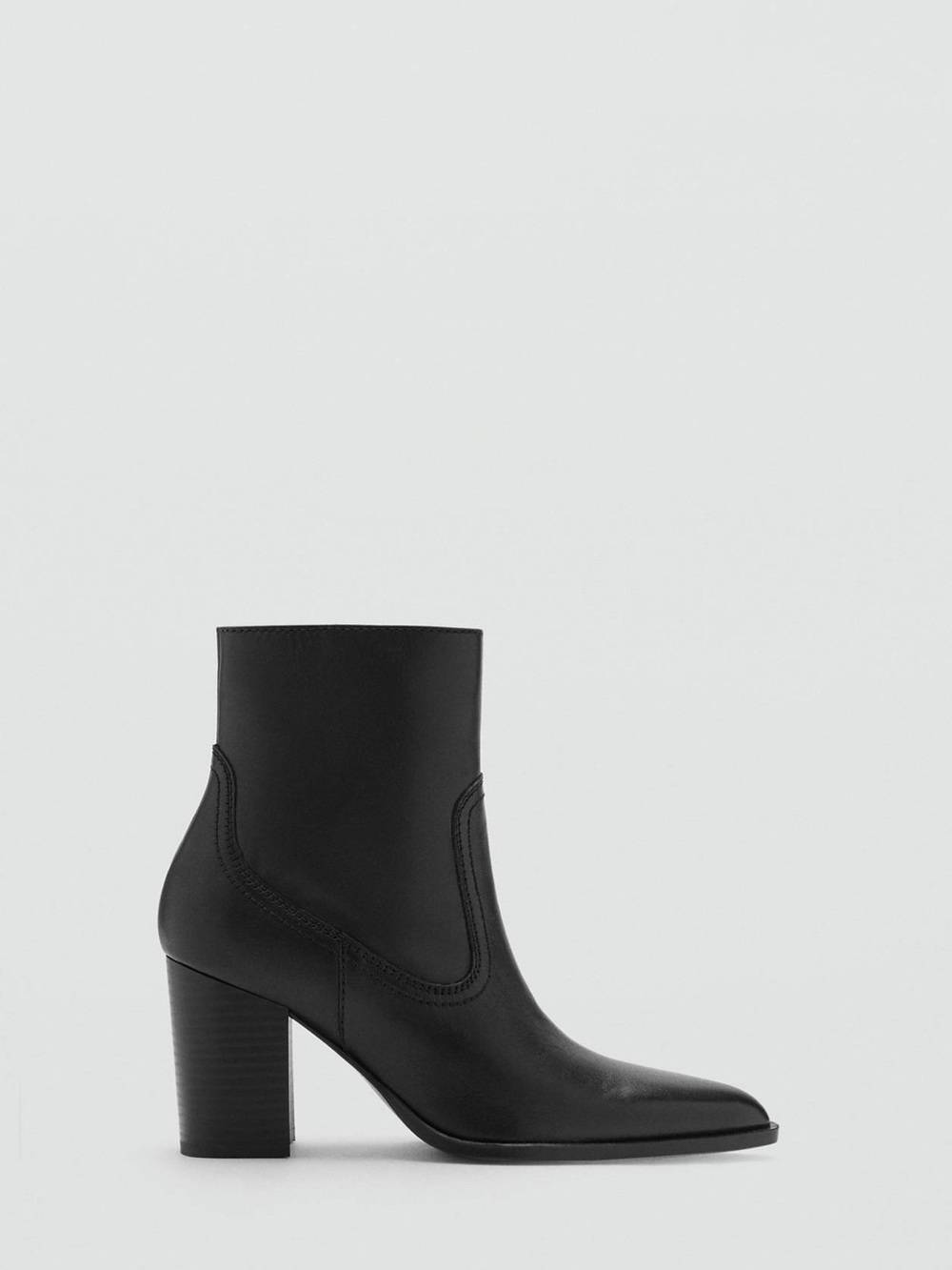 Mango Black Leather Pointed Ankle Boots – Size 6.5 EU 37 New NWT